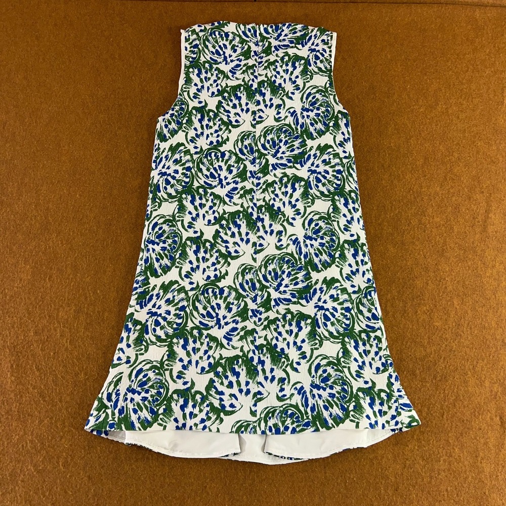 Victoria Beckham White Mini Dress with Blue and Green Floral Motif - Picture 6 of 12